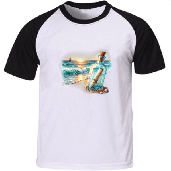 Camiseta Raglan Mensagem na garrada travel art