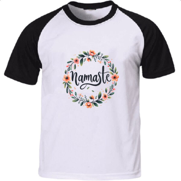 Camiseta Raglan Namaste Coroa de Flores