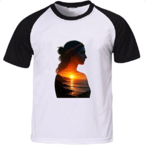 Camiseta Raglan Silhueta mulher sunset