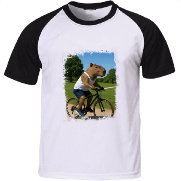 Camiseta Raglan Capivara de bicicleta