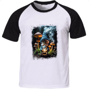 Camiseta Raglan Floresta Gnomo Cogumelo
