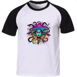 Camiseta Raglan Medusa Neon Art