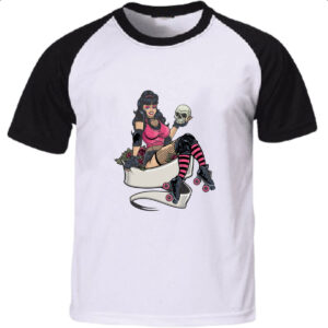 Camiseta Raglan Patinadora com cranio