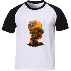 Camiseta Raglan Bonzai sunset fire art