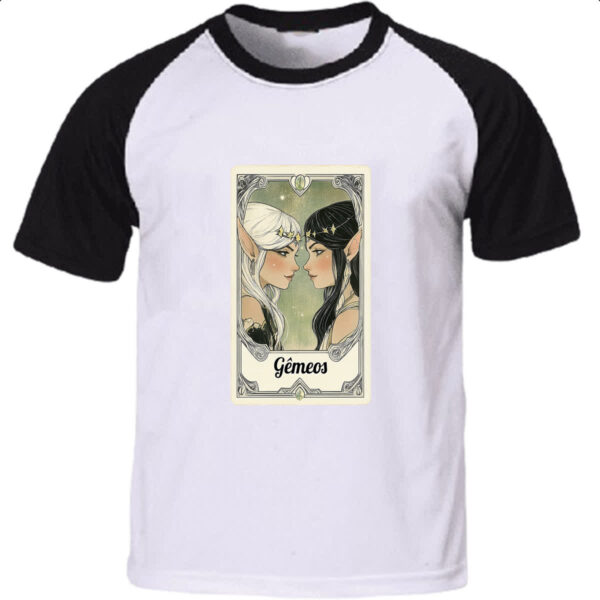 Camiseta Raglan Carta Taro Signo Gemeos