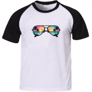 Camiseta Raglan Oculos reflexo sunset