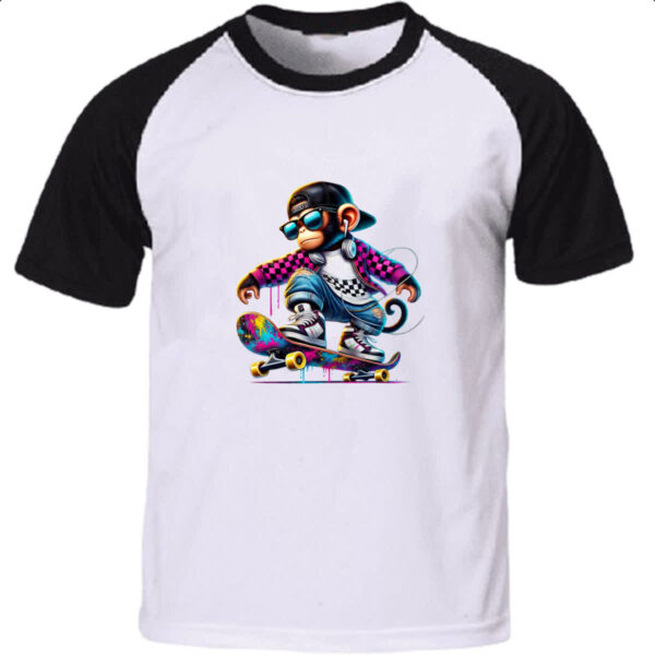 Camiseta Raglan Chinpanze hip hop neon