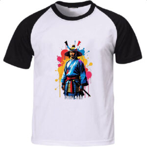 Camiseta Raglan Samurai color style art