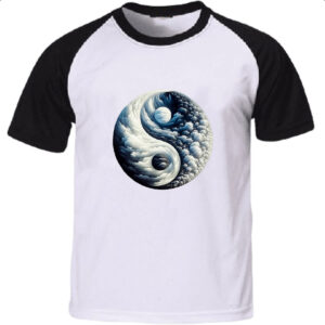 Camiseta Raglan Yin Yang Nuvens