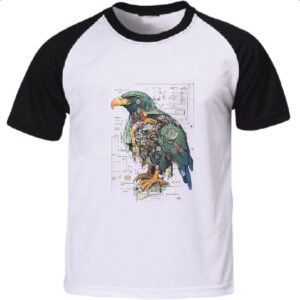 Camiseta Raglan Aguia Mecanica Interna Cyberpunk
