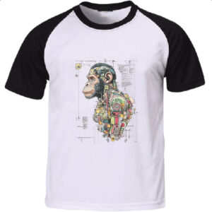 Camiseta Raglan Chimpanze Mecanica Interna Cyberpunk