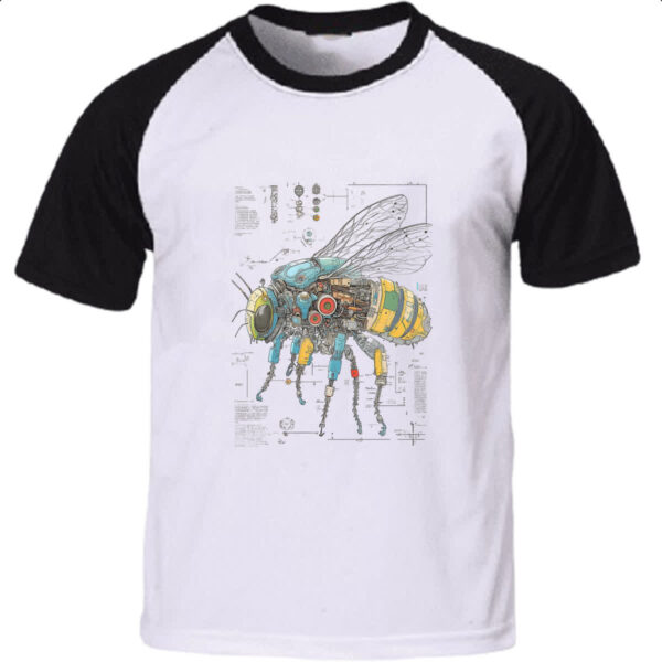 Camiseta Raglan Mosca Mecanica Interna Cyberpunk