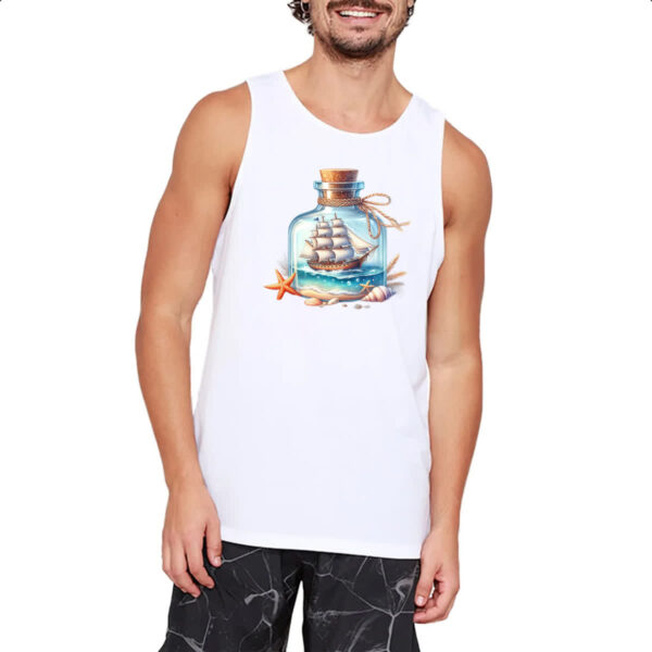 Camiseta Regata Navio na garrafa travel art - Imagem 2