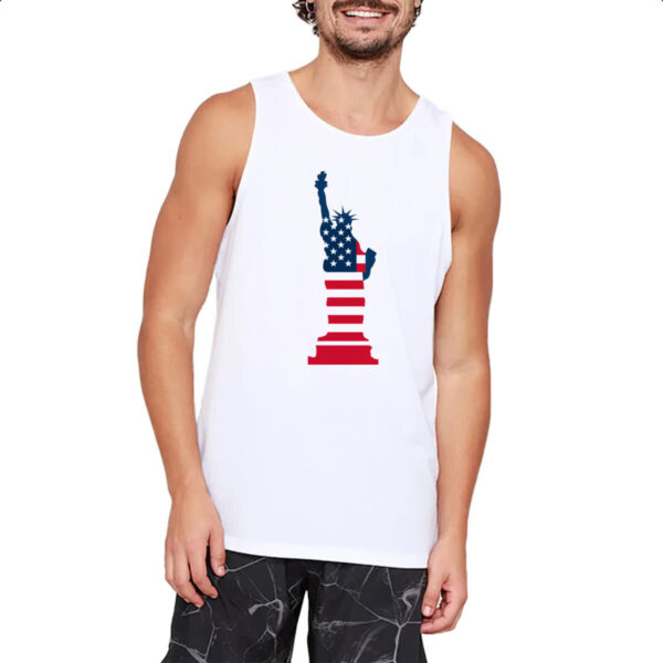 Camiseta Regata Estatua Liberdade Silhueta Bandeira EUA - Imagem 2