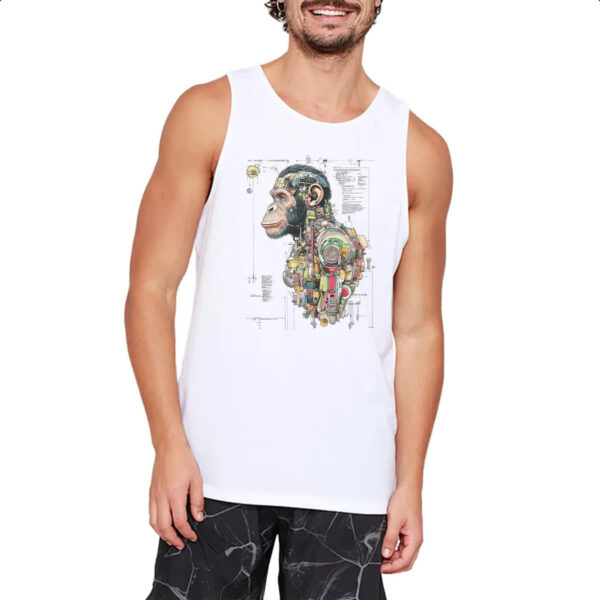 Camiseta Regata Chimpanze Mecanica Interna Cyberpunk - Imagem 2