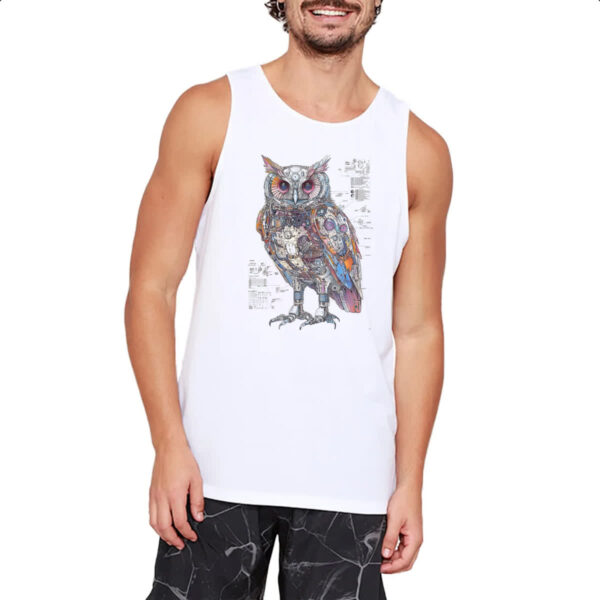 Camiseta Regata Coruja Mecanica Interna Cyberpunk - Imagem 2