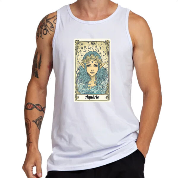 Camiseta Regata Carta Taro Signo Aquario - Imagem 3