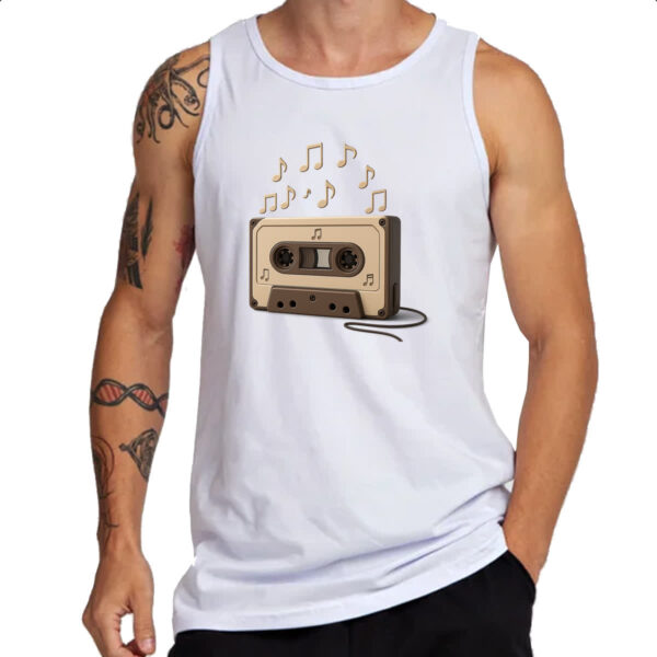 Camiseta Regata Retro Fita K7 notas musicais - Imagem 3