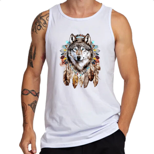 Camiseta Regata Lobo Nativo Americano - Imagem 3
