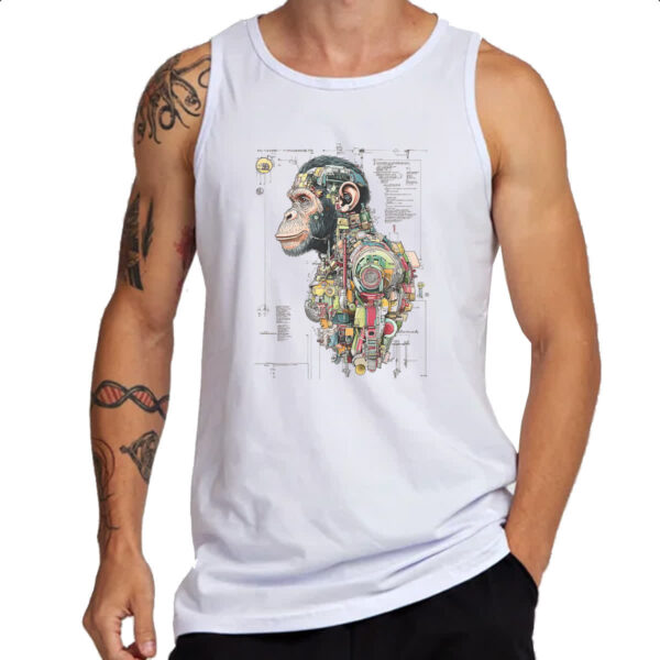 Camiseta Regata Chimpanze Mecanica Interna Cyberpunk - Imagem 3