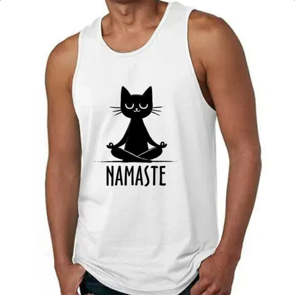 Camiseta Regata Namaste Gato Preto - Imagem 4