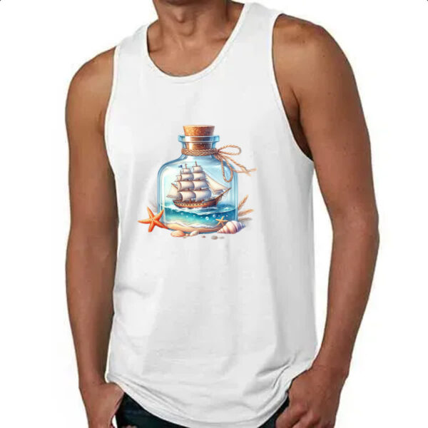 Camiseta Regata Navio na garrafa travel art - Imagem 4