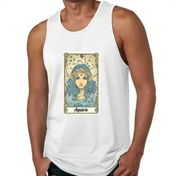 Camiseta Regata Carta Taro Signo Aquario - Imagem 4