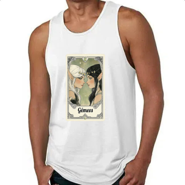 Camiseta Regata Carta Taro Signo Gemeos - Imagem 4
