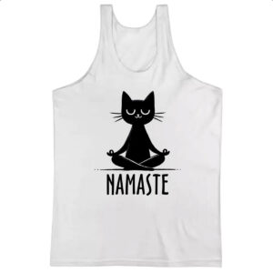 Camiseta Regata Namaste Gato Preto