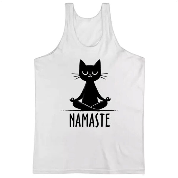 Camiseta Regata Namaste Gato Preto