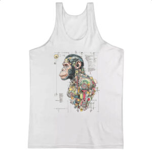 Camiseta Regata Chimpanze Mecanica Interna Cyberpunk