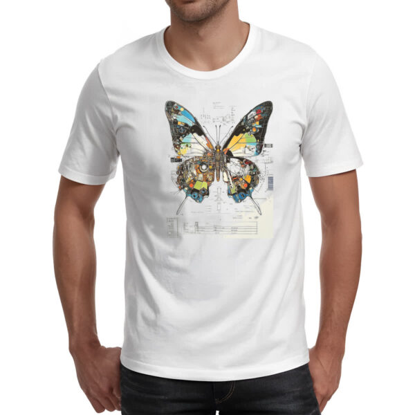 Camiseta Unissex Borboleta Mecanica Interna Cyberpunk - Imagem 2