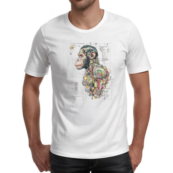 Camiseta Unissex Chimpanze Mecanica Interna Cyberpunk - Imagem 2