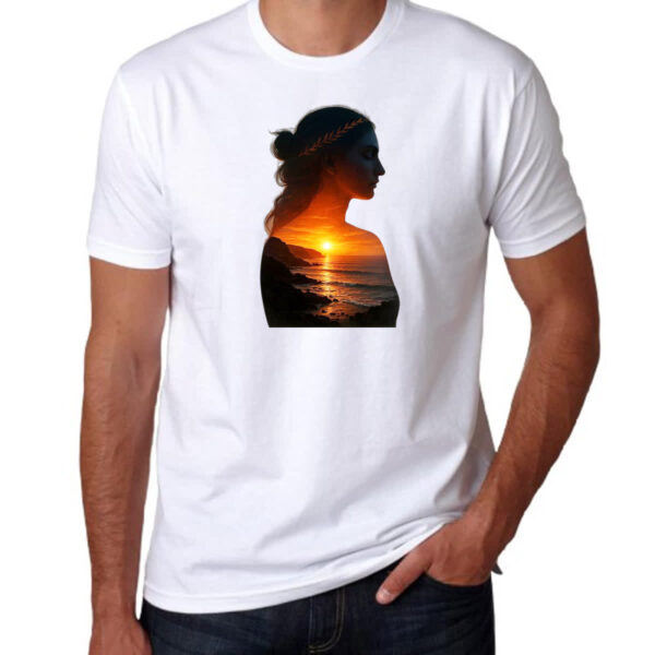 Camiseta Unissex Silhueta mulher sunset - Imagem 3