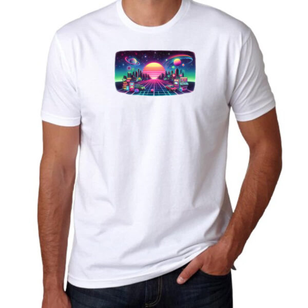 Camiseta Unissex Nostalgia anos 80 neon - Imagem 3