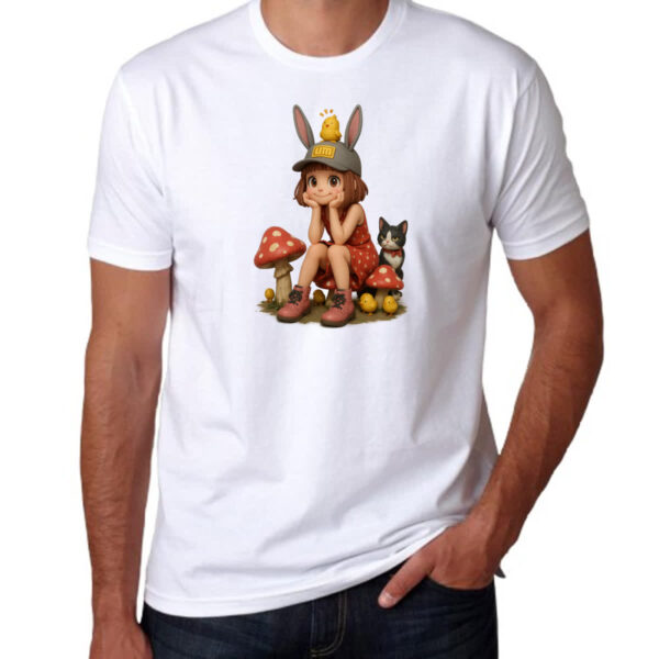 Camiseta Unissex Menina Cute Cogumelos - Imagem 3