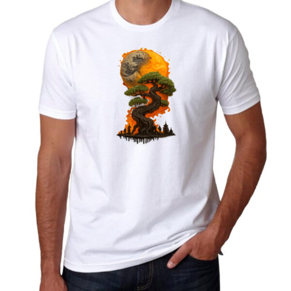 Camiseta Unissex Bonzai sunset fire art - Imagem 3