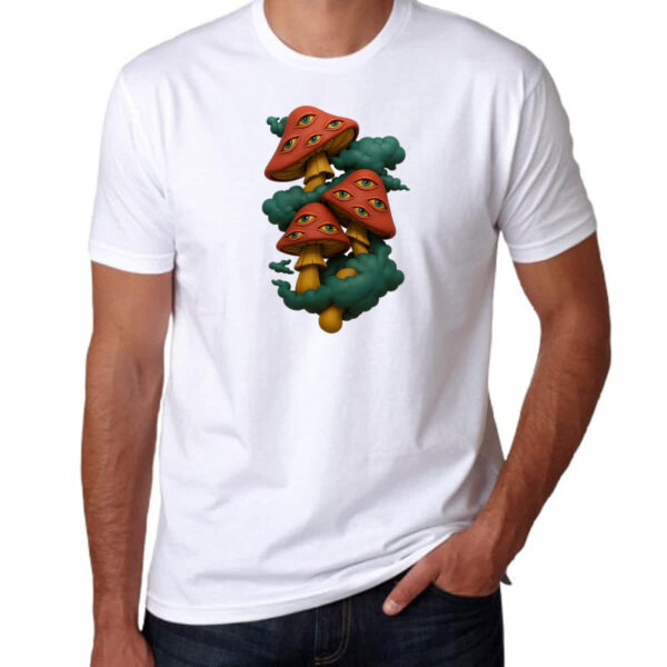 Camiseta Unissex Cogumelos Off-White - Imagem 3