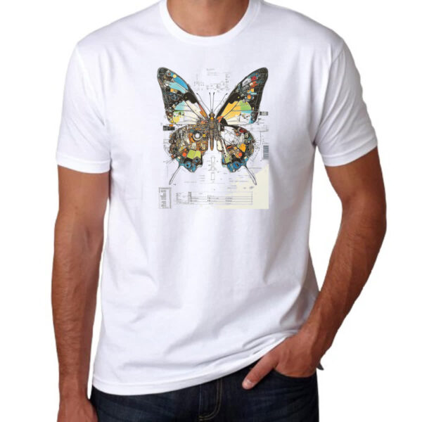 Camiseta Unissex Borboleta Mecanica Interna Cyberpunk - Imagem 3