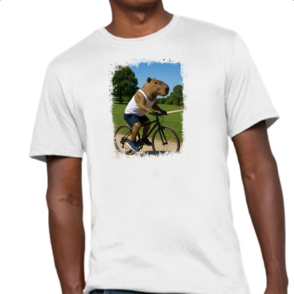 Camiseta Unissex Capivara de bicicleta - Imagem 4