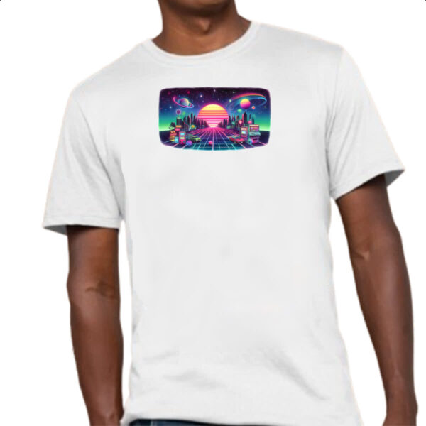 Camiseta Unissex Nostalgia anos 80 neon - Imagem 4
