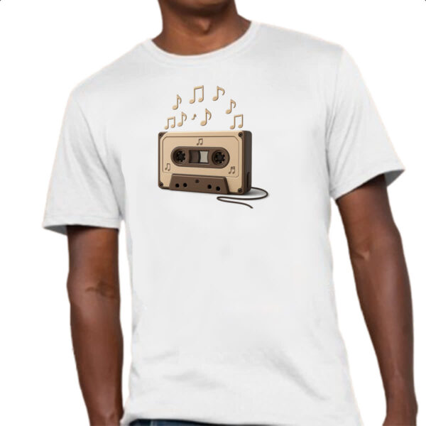 Camiseta Unissex Retro Fita K7 notas musicais - Imagem 4