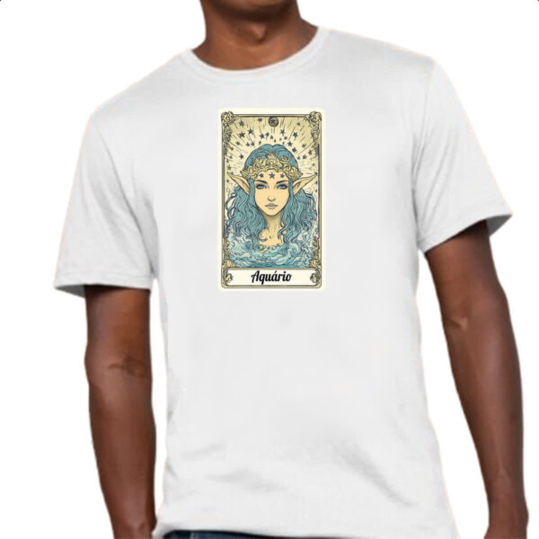 Camiseta Unissex Carta Taro Signo Aquario - Imagem 4