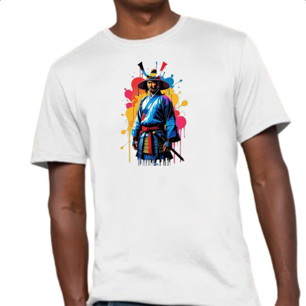 Camiseta Unissex Samurai color style art - Imagem 4