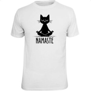Camiseta Unissex Namaste Gato Preto