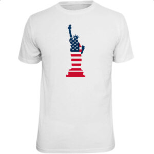 Camiseta Unissex Estatua Liberdade Silhueta Bandeira EUA