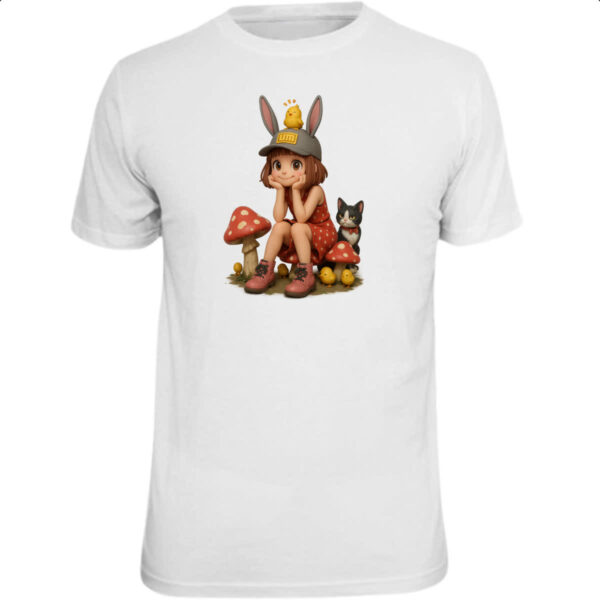 Camiseta Unissex Menina Cute Cogumelos