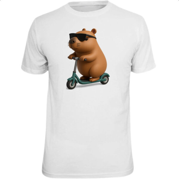 Camiseta Unissex Capivara no patinete 3D