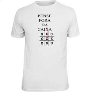 Camiseta Unissex Pense fora da caixa jogo da velha