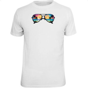 Camiseta Unissex Oculos reflexo sunset